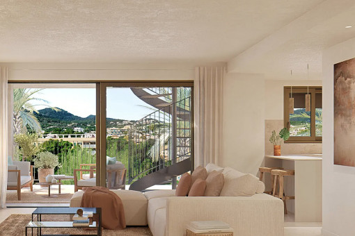 Beautiful penthouse apartment on the 3rd floor with communal pool, garage and storage room in Cala Millor